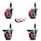 Service Caster 4'' Red Poly Wheel Swivel 1'' Expanding Stem Caster Set 2 Brakes, 4PK SCC-EX20S414-PPUB-RED-2-PLB-2-1 - alternate 5
